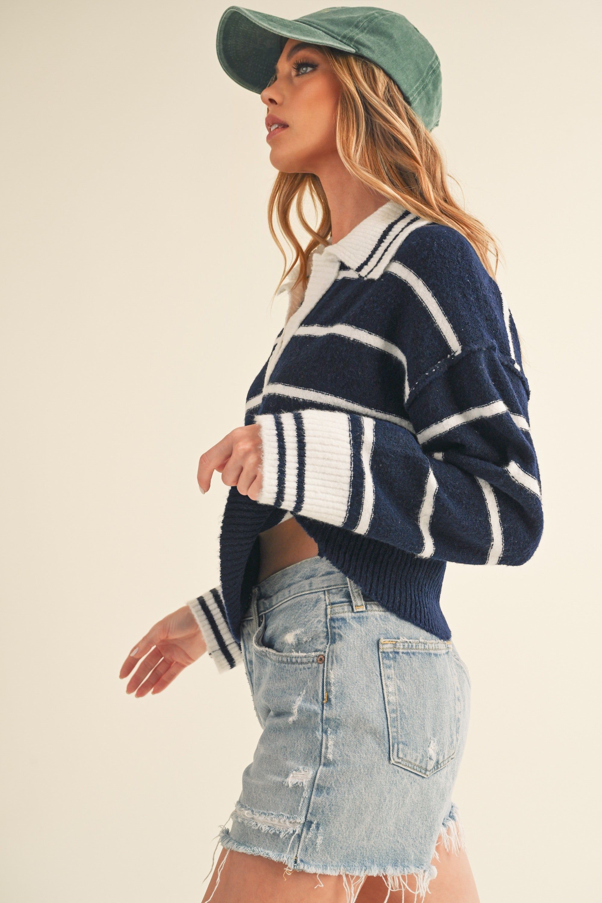 Navy White Collar Sweater sold by Pinkblush product image thumbnail 3