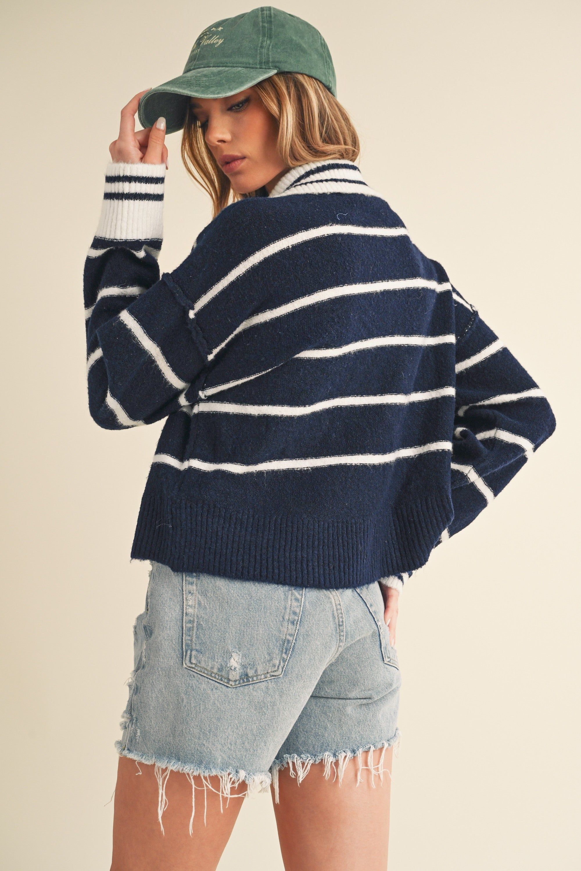 Navy White Collar Sweater sold by Pinkblush product image thumbnail 4