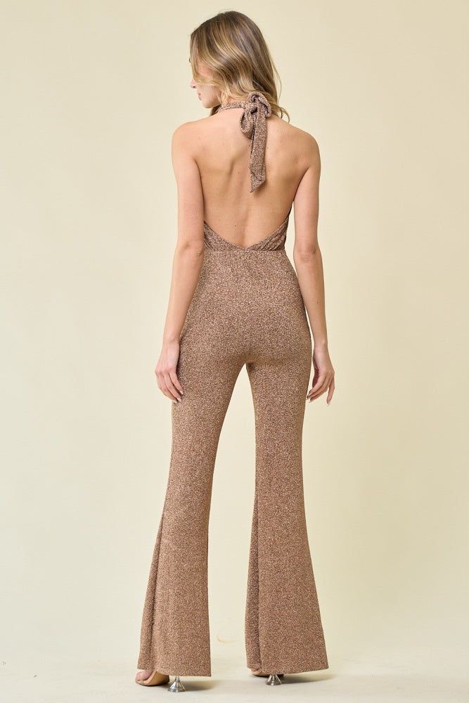 Gold Halter Neck Jumpsuit sold by Pinkblush product image thumbnail 3