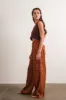 Brown V-Neck Sleeveless Cropped Knit Top sold by Pinkblush