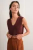 Brown V-Neck Sleeveless Cropped Knit Top sold by Pinkblush