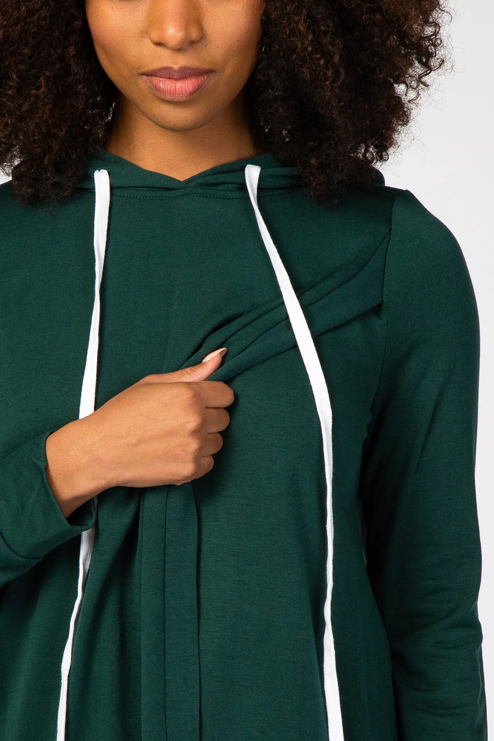 Forest Green Layered Front Nursing Fleece Hoodie sold by Pinkblush product image thumbnail 4