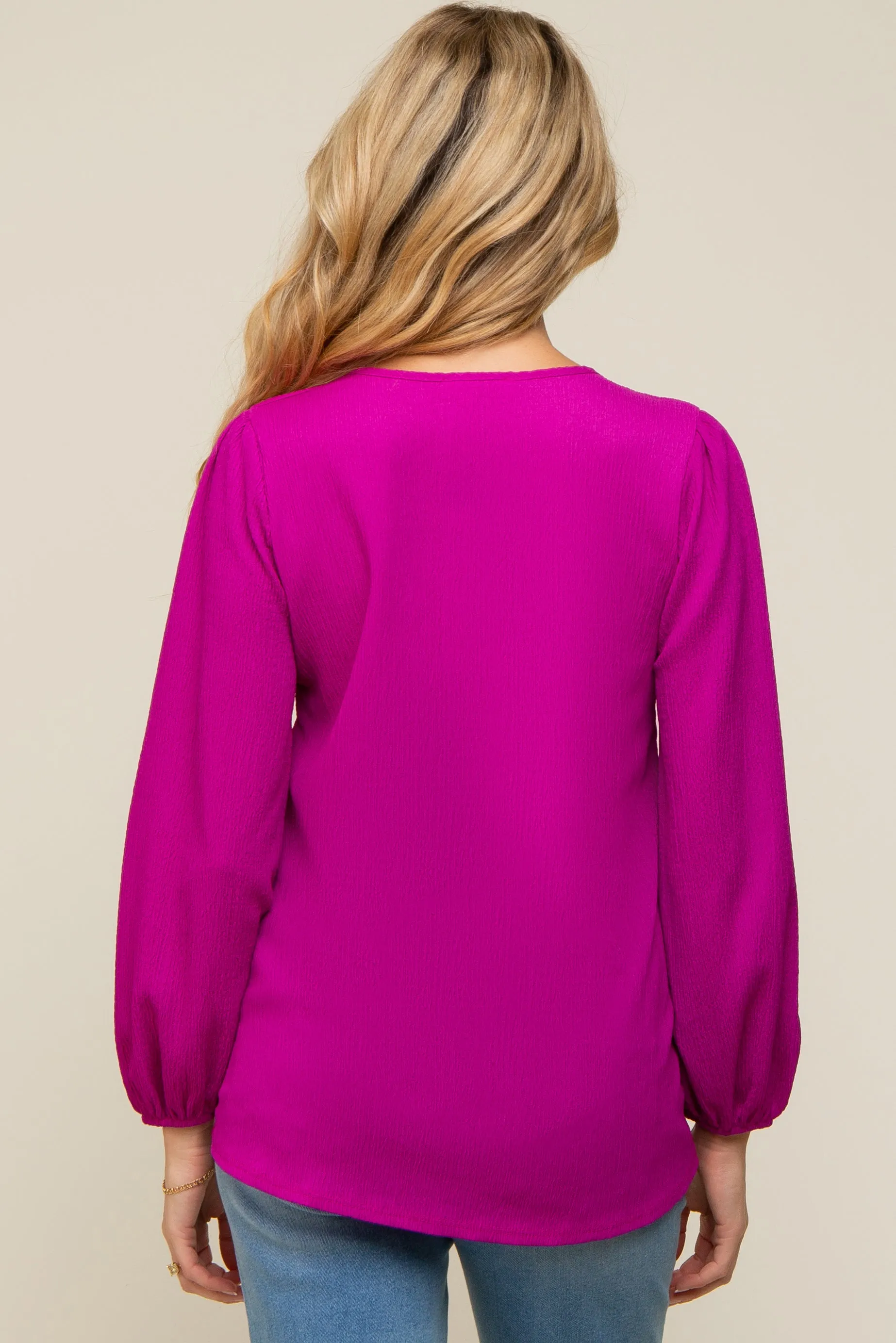 Magenta Textured Long Sleeve Maternity Blouse sold by Pinkblush product image thumbnail 3