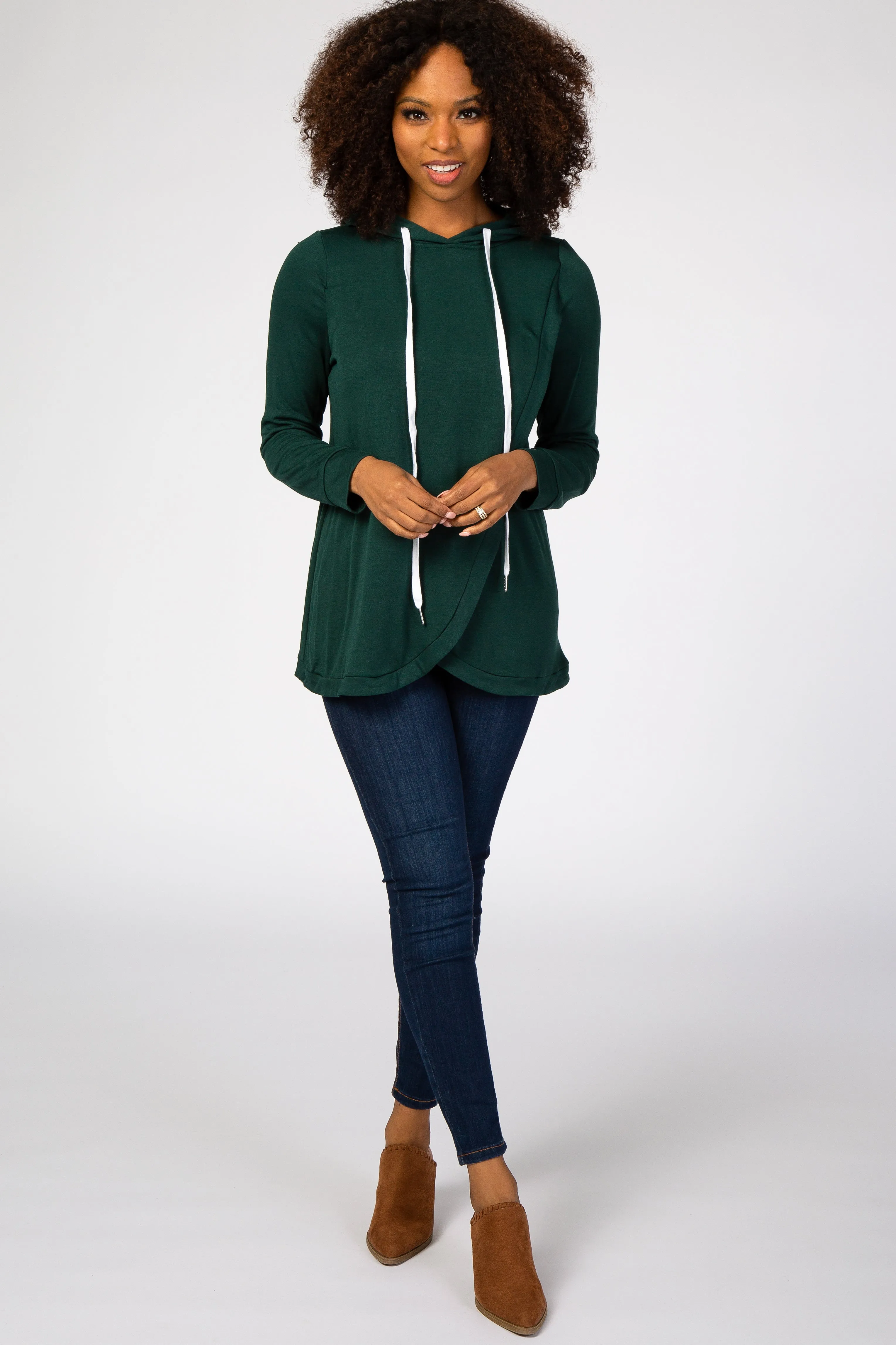 Forest Green Layered Front Nursing Fleece Hoodie sold by Pinkblush product image thumbnail 5