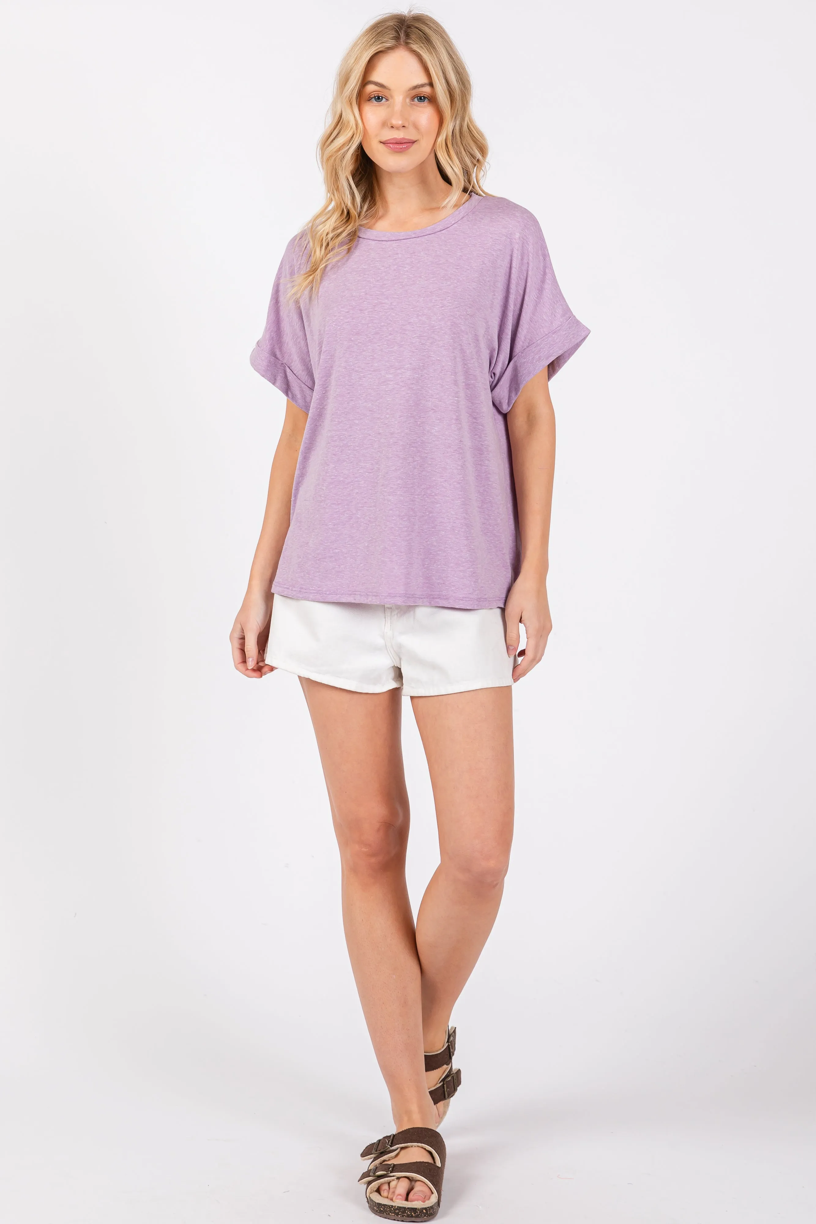 Lavender Cuff Short Sleeve Top sold by Pinkblush product image thumbnail 4