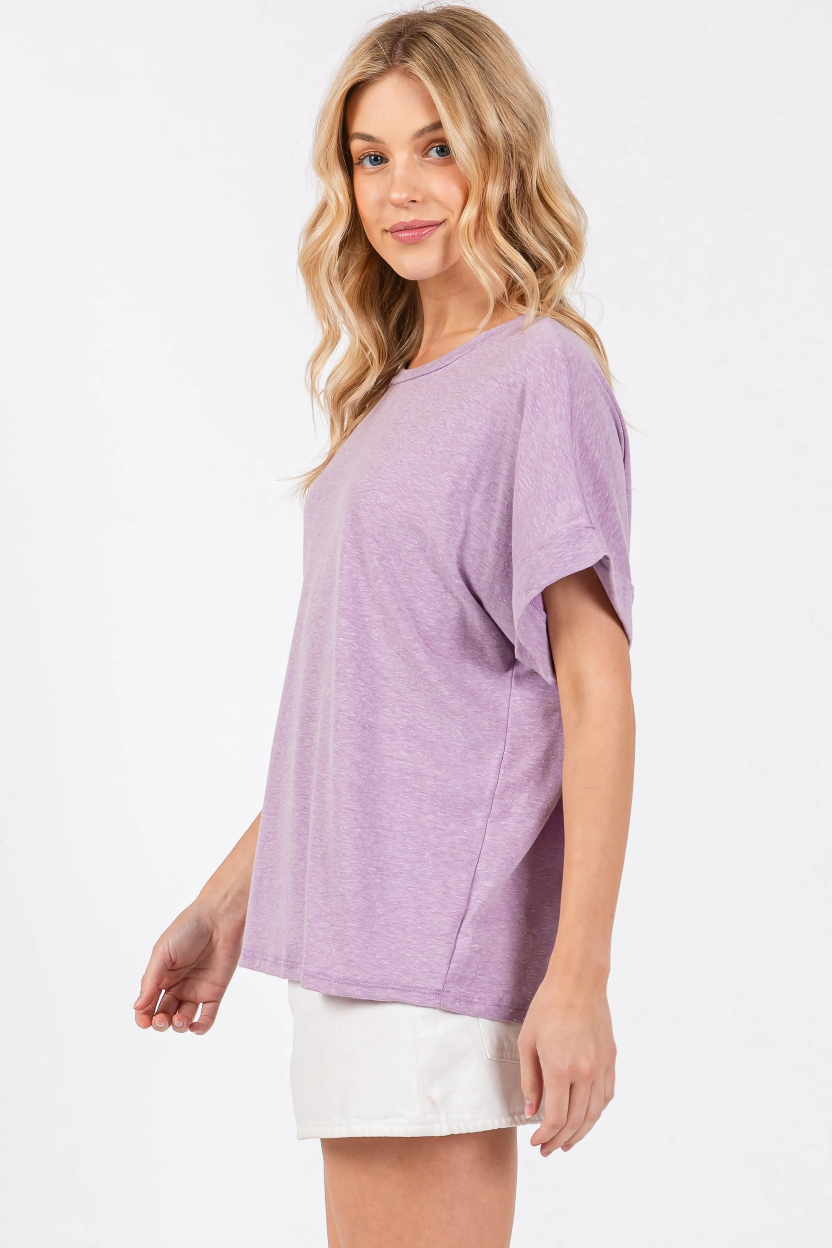 Lavender Cuff Short Sleeve Top sold by Pinkblush product image thumbnail 2