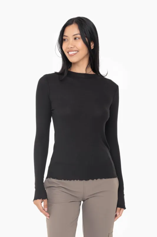 Black Ribbed Lettuce Trim Top sold by Pinkblush