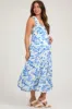 Blue Floral Sleeveless Tiered Maternity Maxi Dress sold by Pinkblush