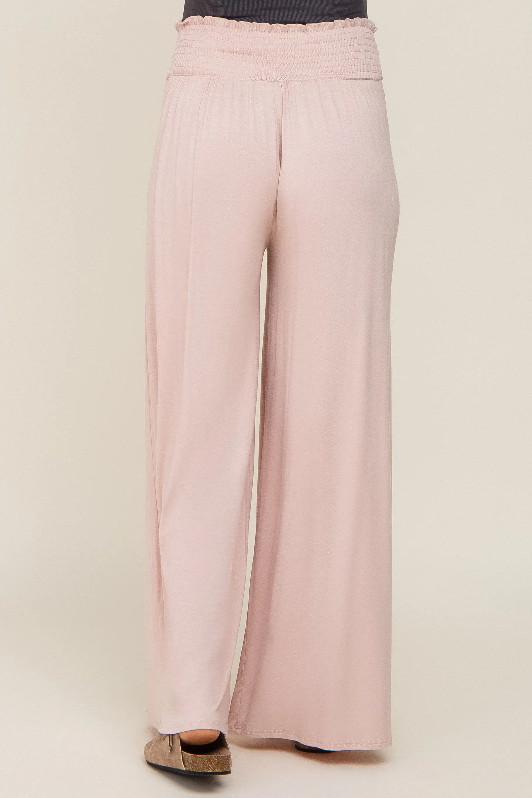 Light Pink Smocked Waist Flowy Maternity Pants sold by Pinkblush product image thumbnail 4