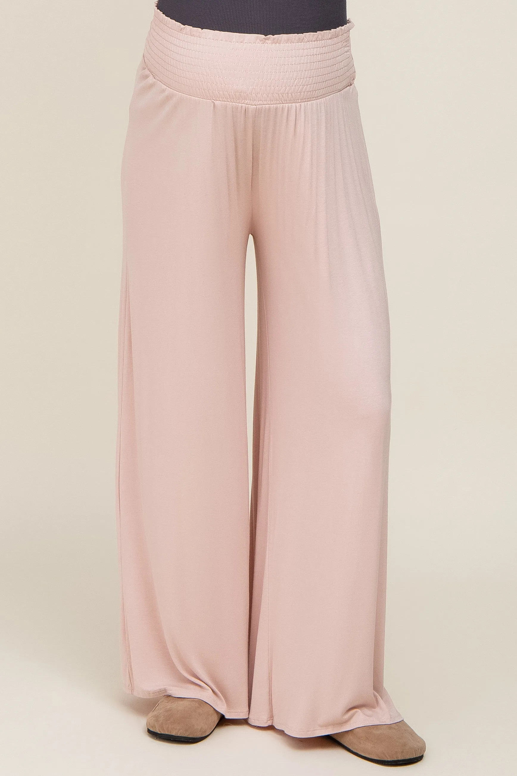 Light Pink Smocked Waist Flowy Maternity Pants sold by Pinkblush product image thumbnail 2