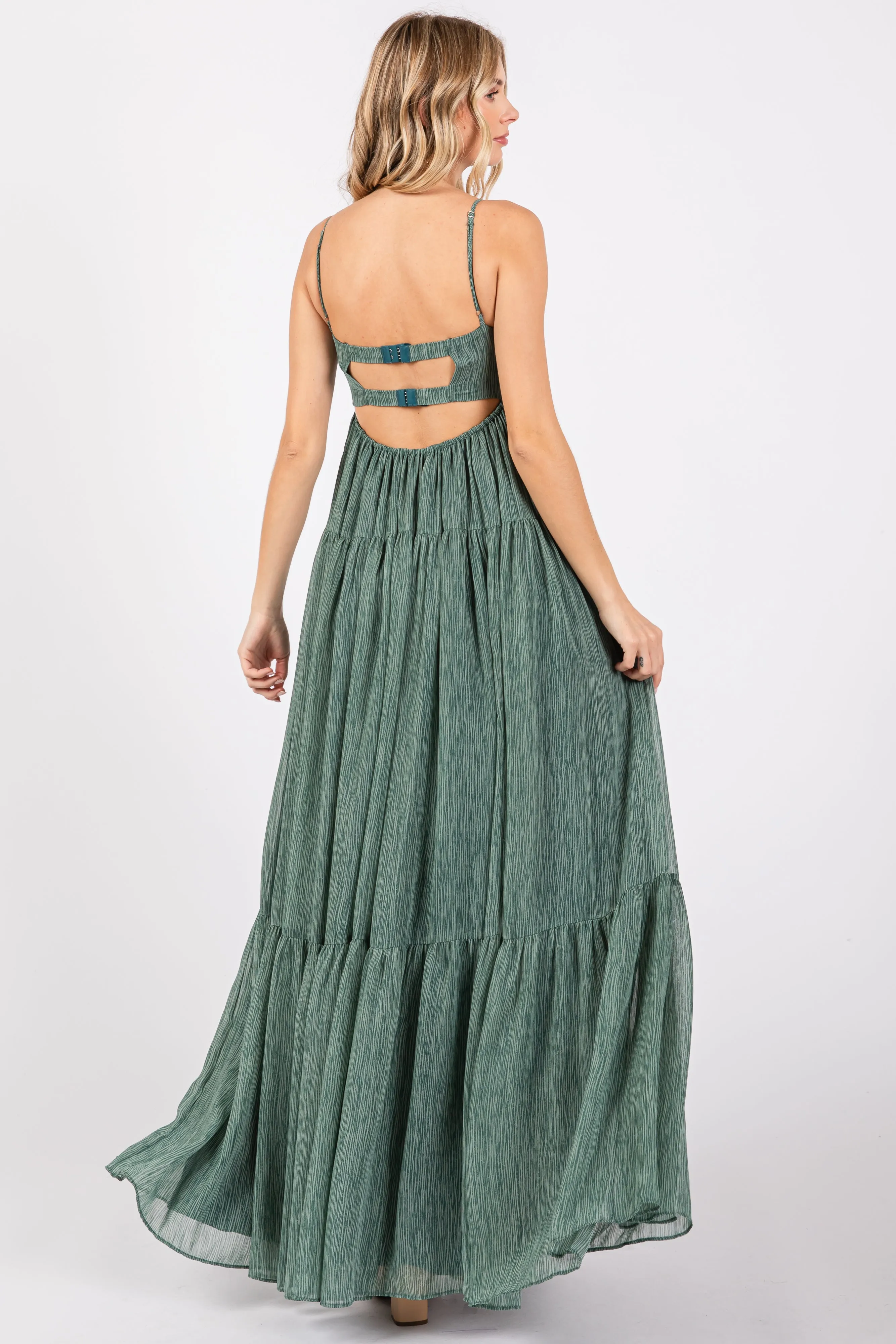 Light Olive Printed Tiered Maxi Dress sold by Pinkblush product image thumbnail 3
