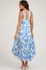 Blue Floral Sleeveless Tiered Maternity Maxi Dress sold by Pinkblush