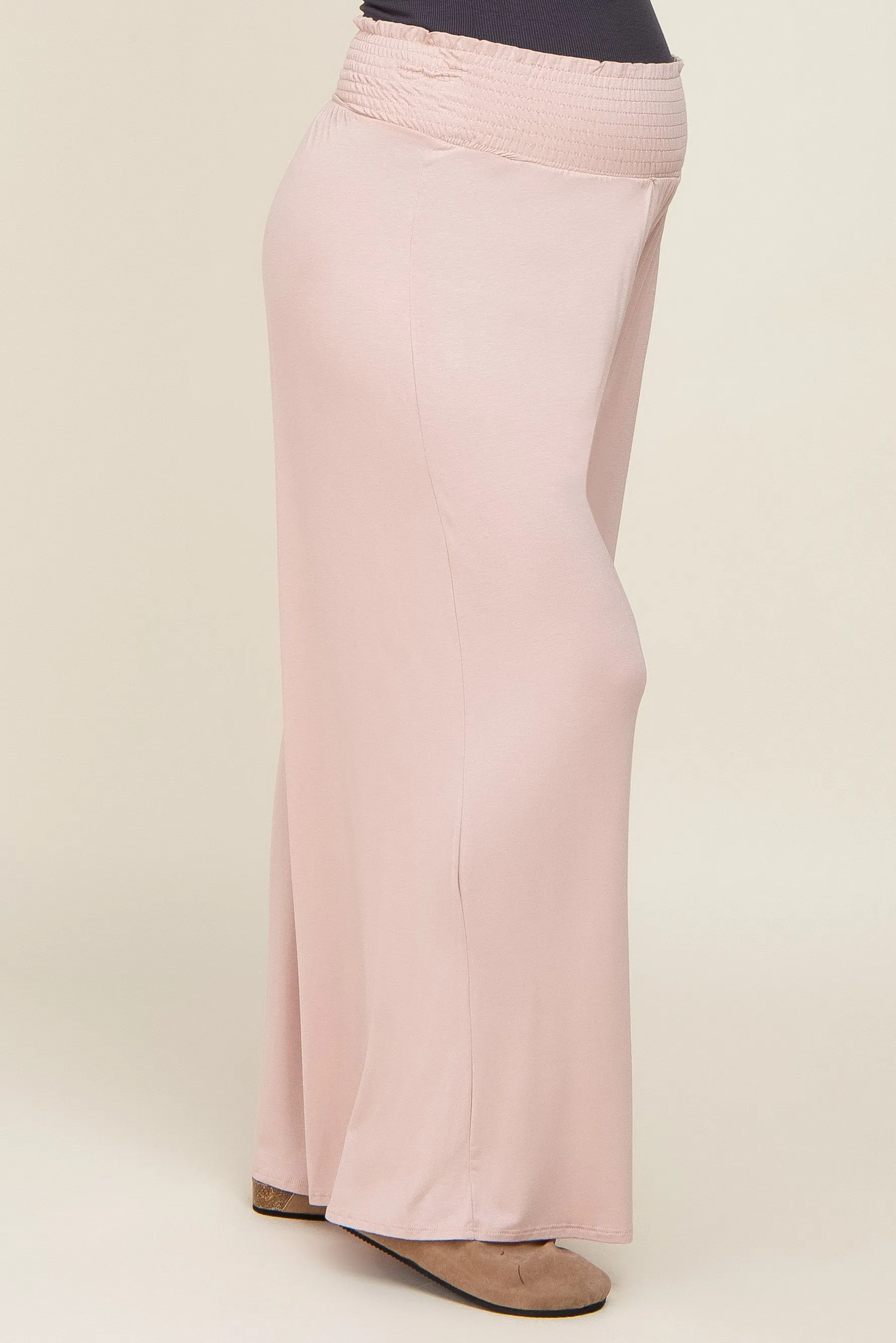 Light Pink Smocked Waist Flowy Maternity Pants sold by Pinkblush product image thumbnail 3