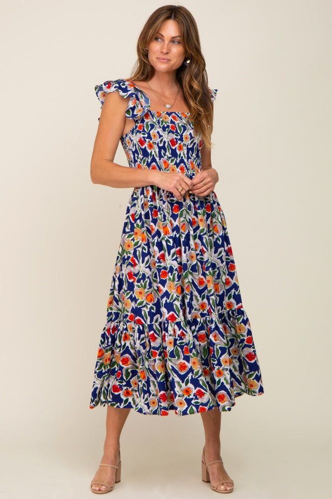 Royal Floral Sleeveless Ruffle Maxi Dress sold by Pinkblush product image thumbnail 4