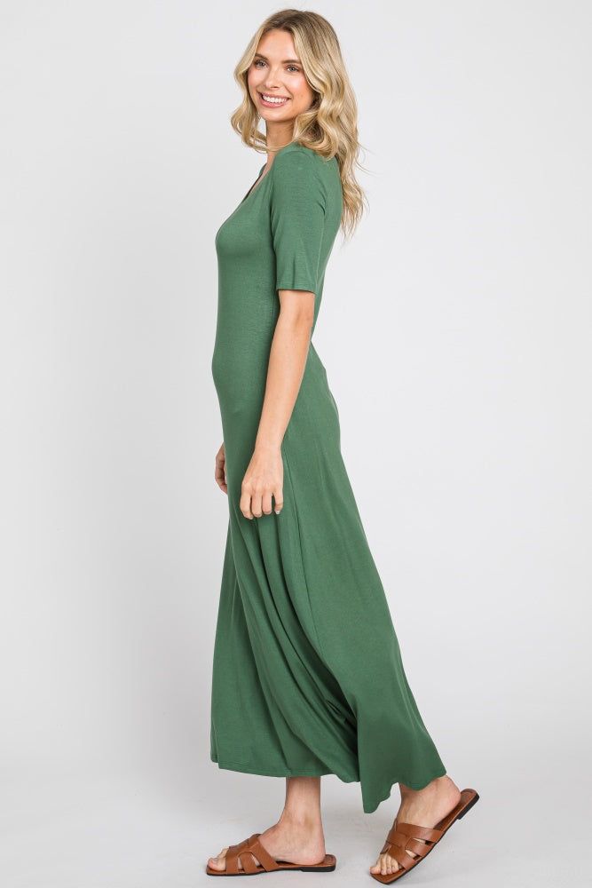 Olive Scoop Neck Maxi Dress sold by Pinkblush product image thumbnail 2