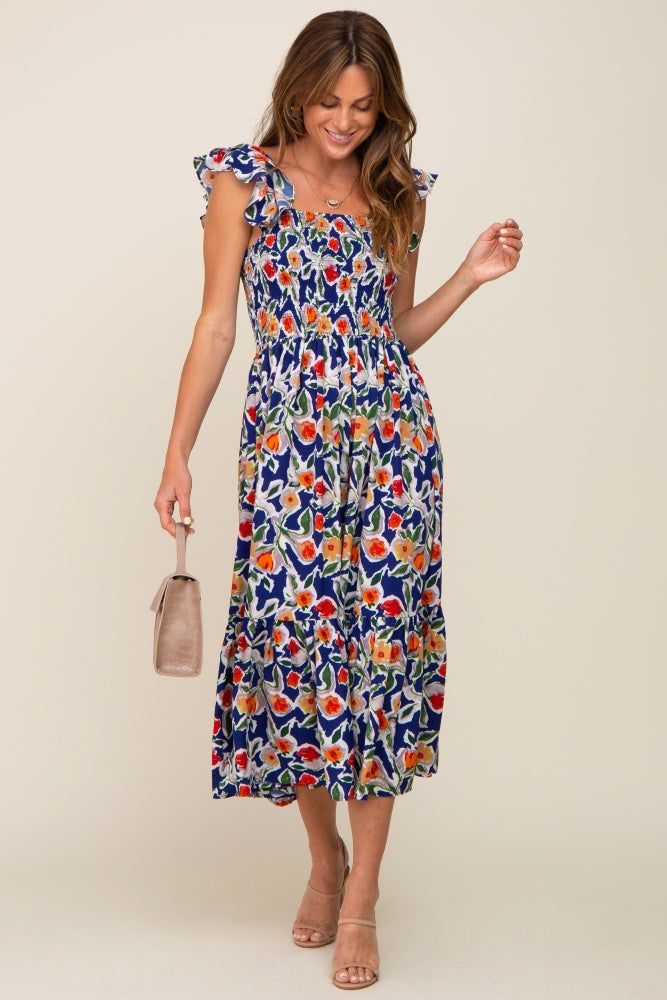 Royal Floral Sleeveless Ruffle Maxi Dress sold by Pinkblush product image thumbnail 5