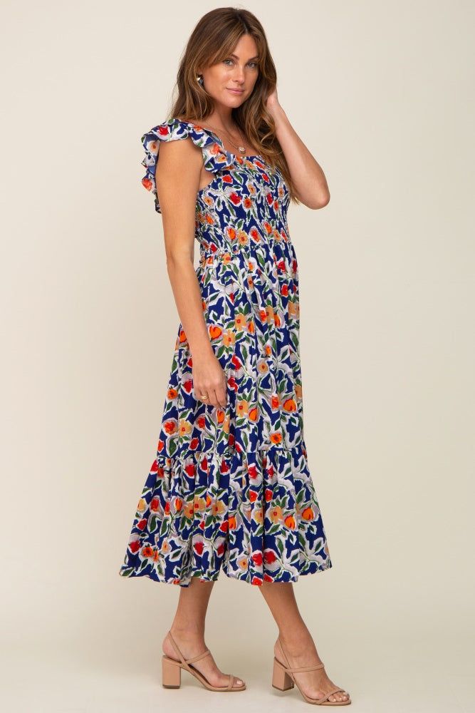 Royal Floral Sleeveless Ruffle Maxi Dress sold by Pinkblush product image thumbnail 2