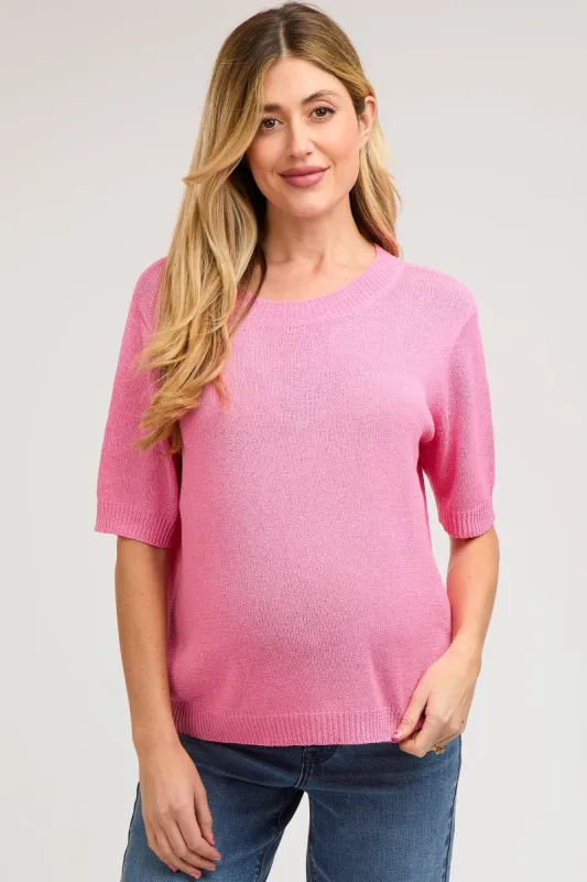 Pink Knit Short Sleeve Maternity Top sold by Pinkblush