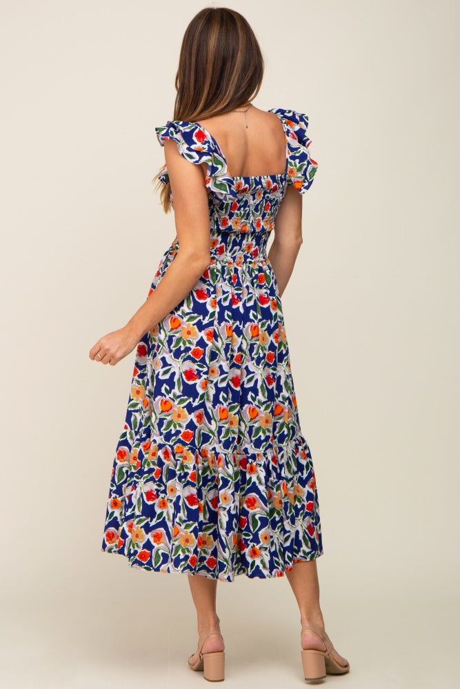 Royal Floral Sleeveless Ruffle Maxi Dress sold by Pinkblush product image thumbnail 3