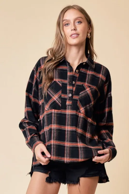 Black Plaid Shirt sold by Pinkblush