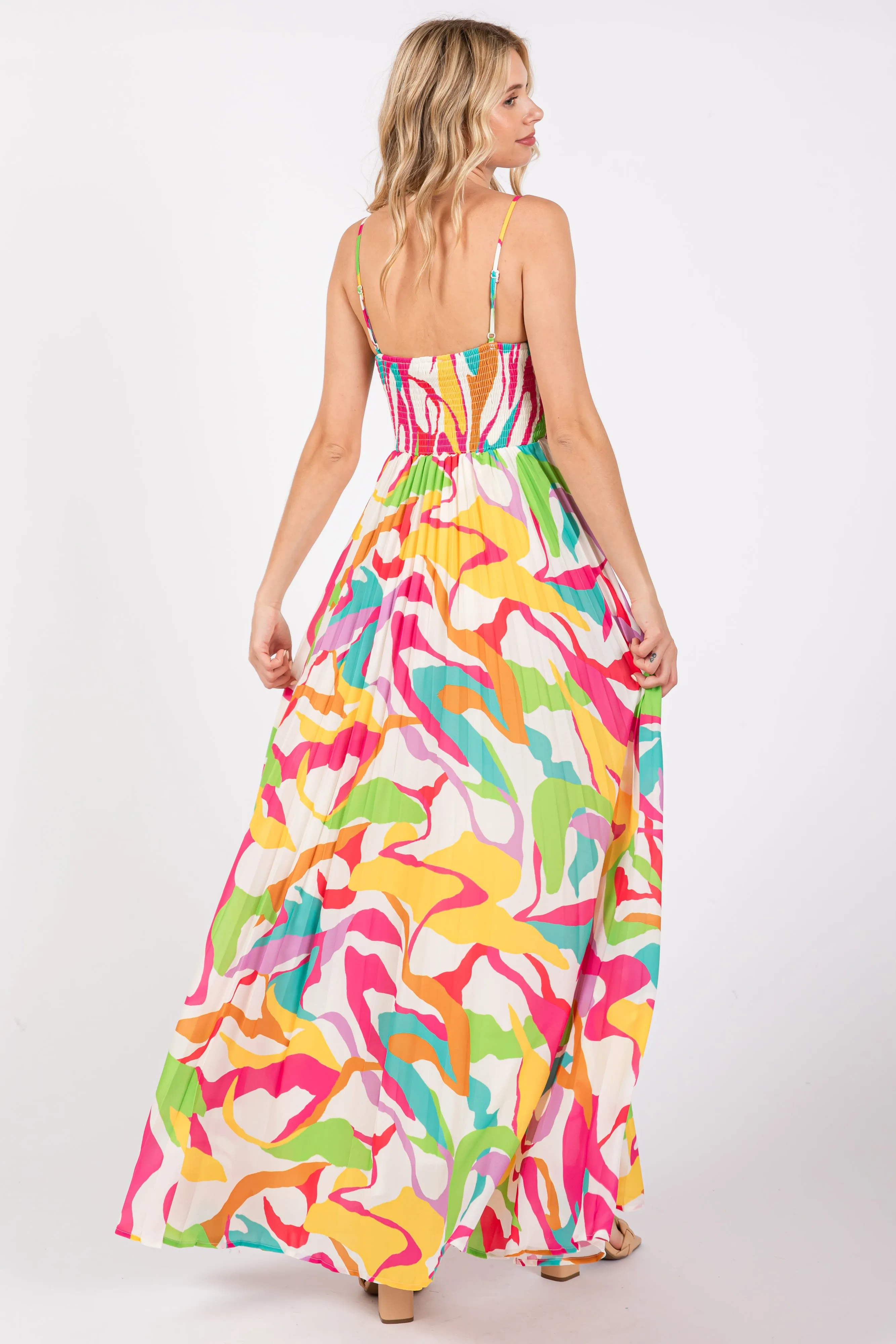 Ivory Printed Sleeveless Front Twist Maxi Dress sold by Pinkblush product image thumbnail 3
