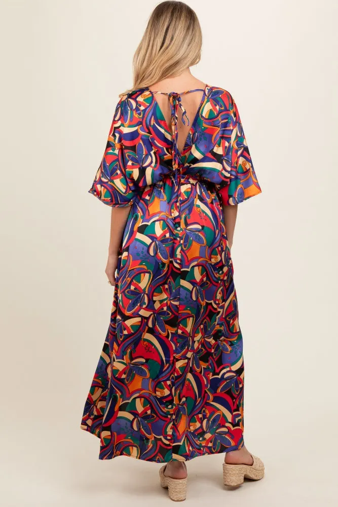 Black Abstract Back Tie Maternity Maxi Dress sold by Pinkblush product image thumbnail 4