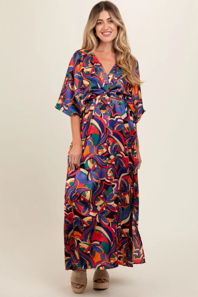 Black Abstract Back Tie Maternity Maxi Dress sold by Pinkblush product image thumbnail 2