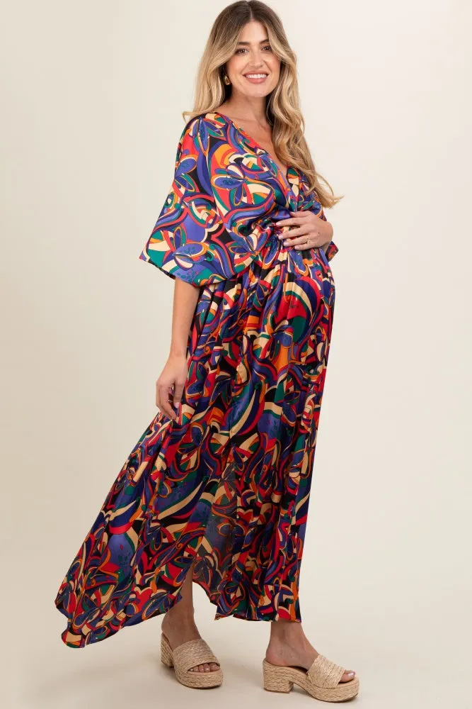 Black Abstract Back Tie Maternity Maxi Dress sold by Pinkblush product image thumbnail 3