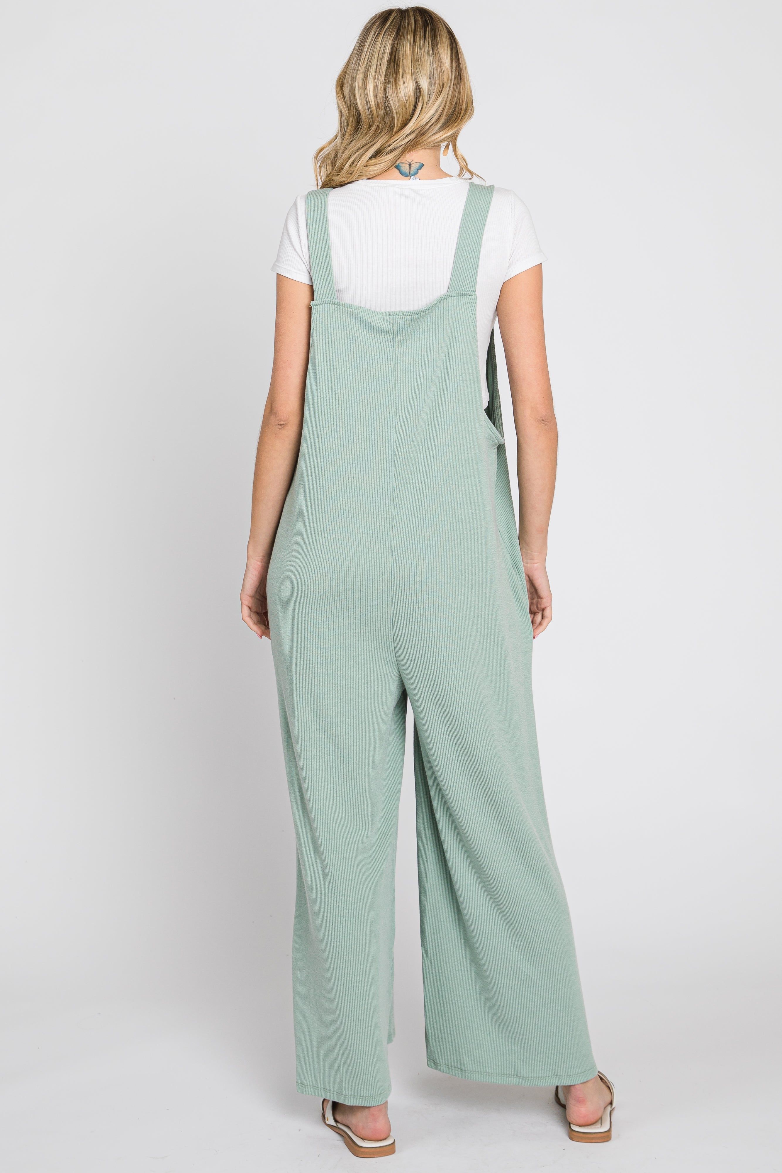 Mint Green Ribbed Wide Leg Jumpsuit sold by Pinkblush product image thumbnail 4
