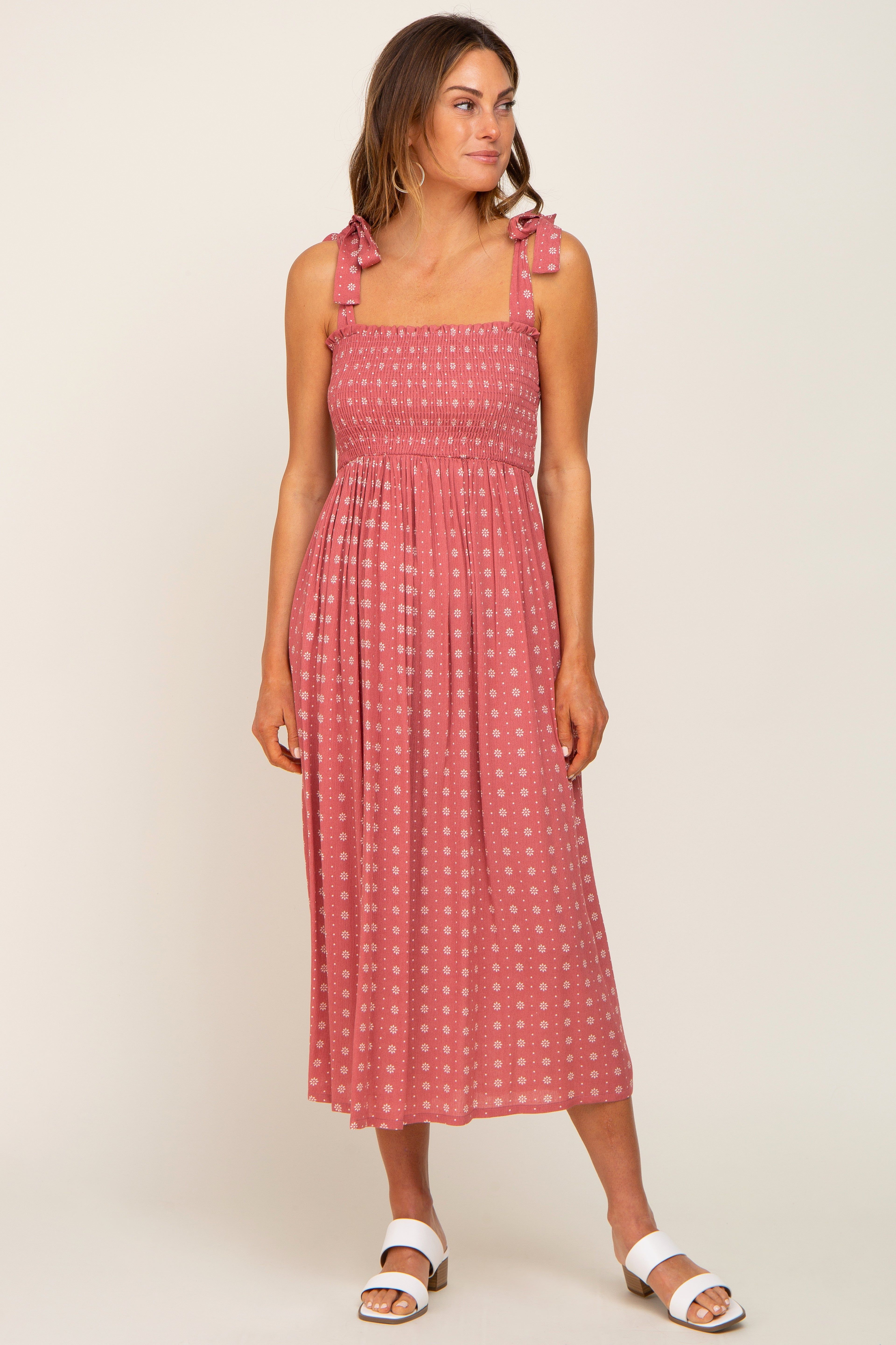 Mauve Floral Sleeveless Midi Dress sold by Pinkblush product image thumbnail 4