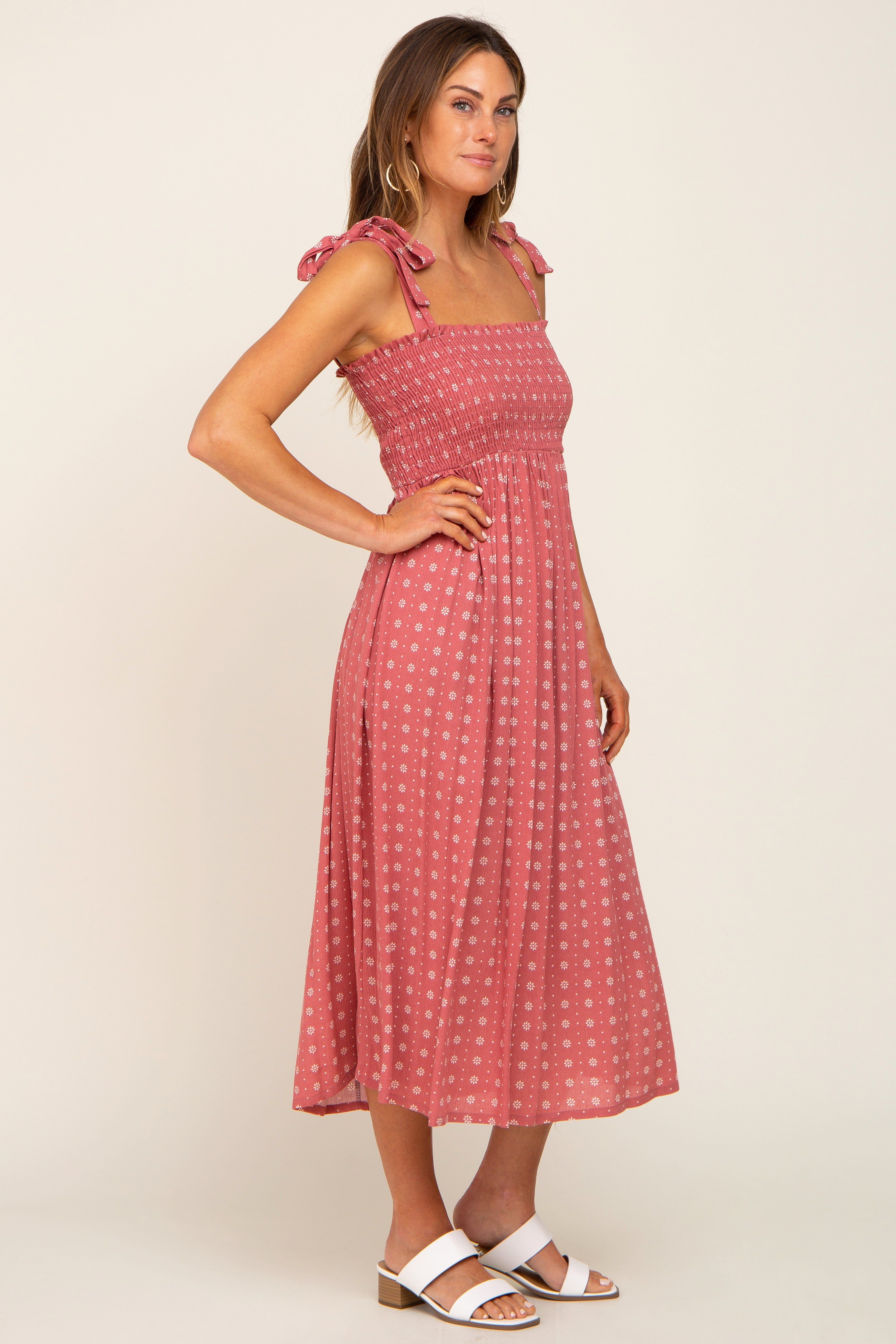 Mauve Floral Sleeveless Midi Dress sold by Pinkblush product image thumbnail 2