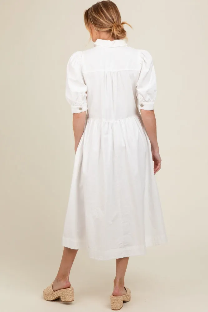 White Half Zip Maternity Midi Dress sold by Pinkblush product image thumbnail 3