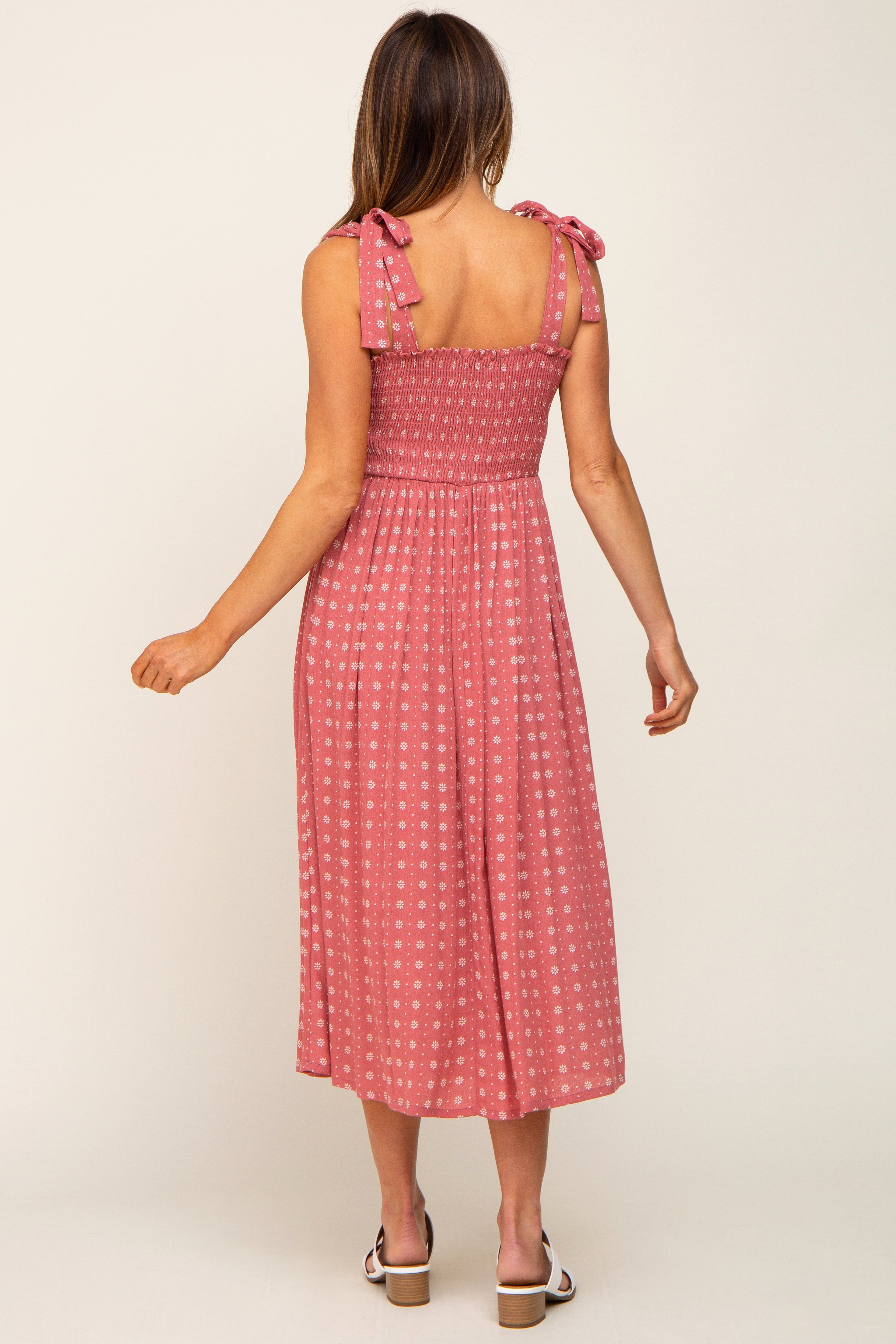 Mauve Floral Sleeveless Midi Dress sold by Pinkblush product image thumbnail 3