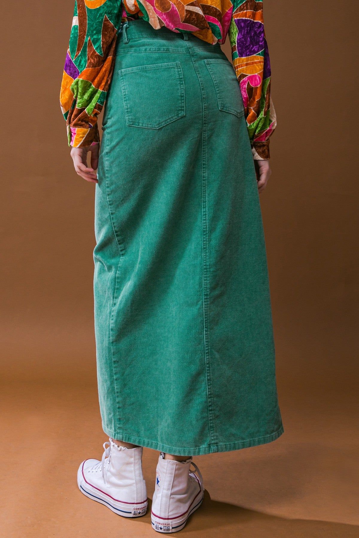 Green Front Slit Maxi Skirt sold by Pinkblush product image thumbnail 4