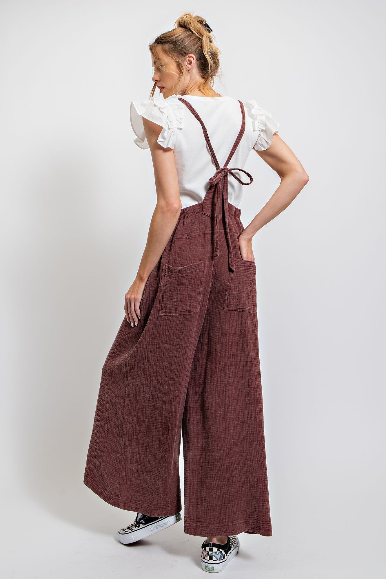 Faded Plum Washed Cotton Jumpsuit/Overalls sold by Pinkblush product image thumbnail 2