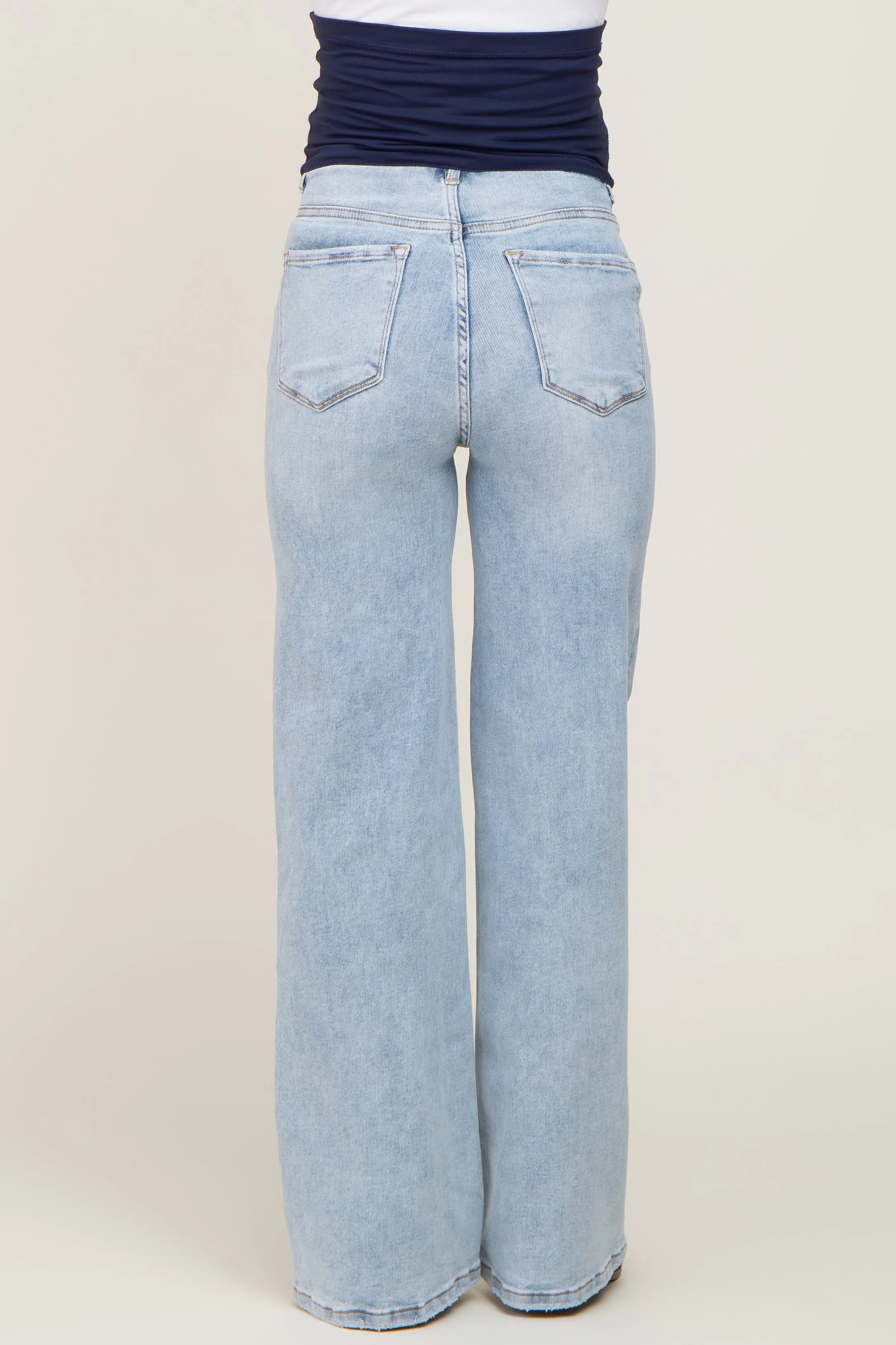 Light Blue Wide Leg Maternity Jeans sold by Pinkblush product image thumbnail 4