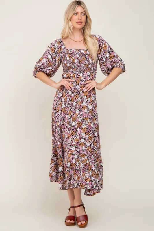 Black Multi-Color Floral Maxi Dress sold by Pinkblush