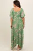 Light Olive Floral Puff Sleeve Maternity Maxi Dress sold by Pinkblush