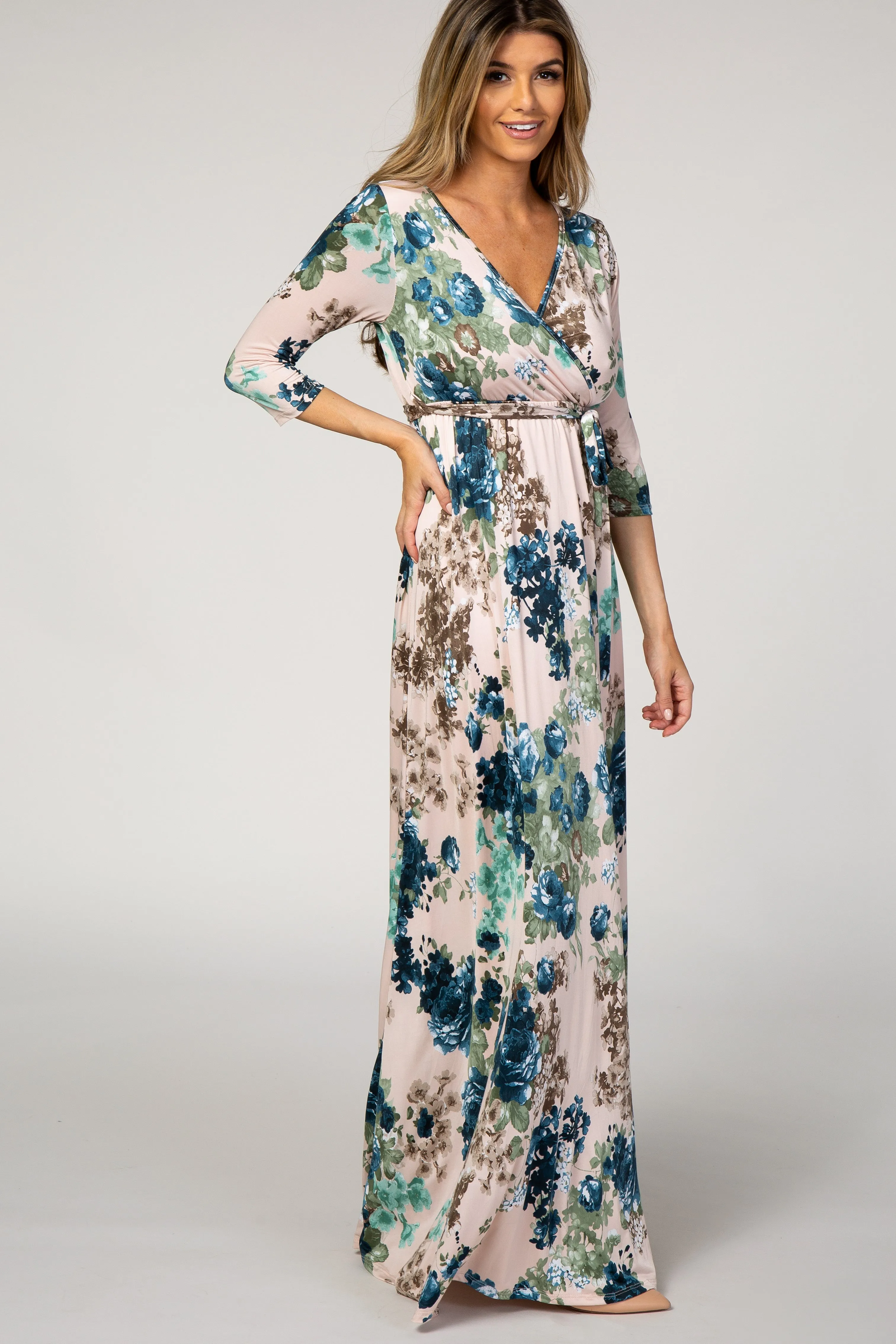 PinkBlush Light Pink Floral Sash Tie Dress sold by Pinkblush product image thumbnail 2