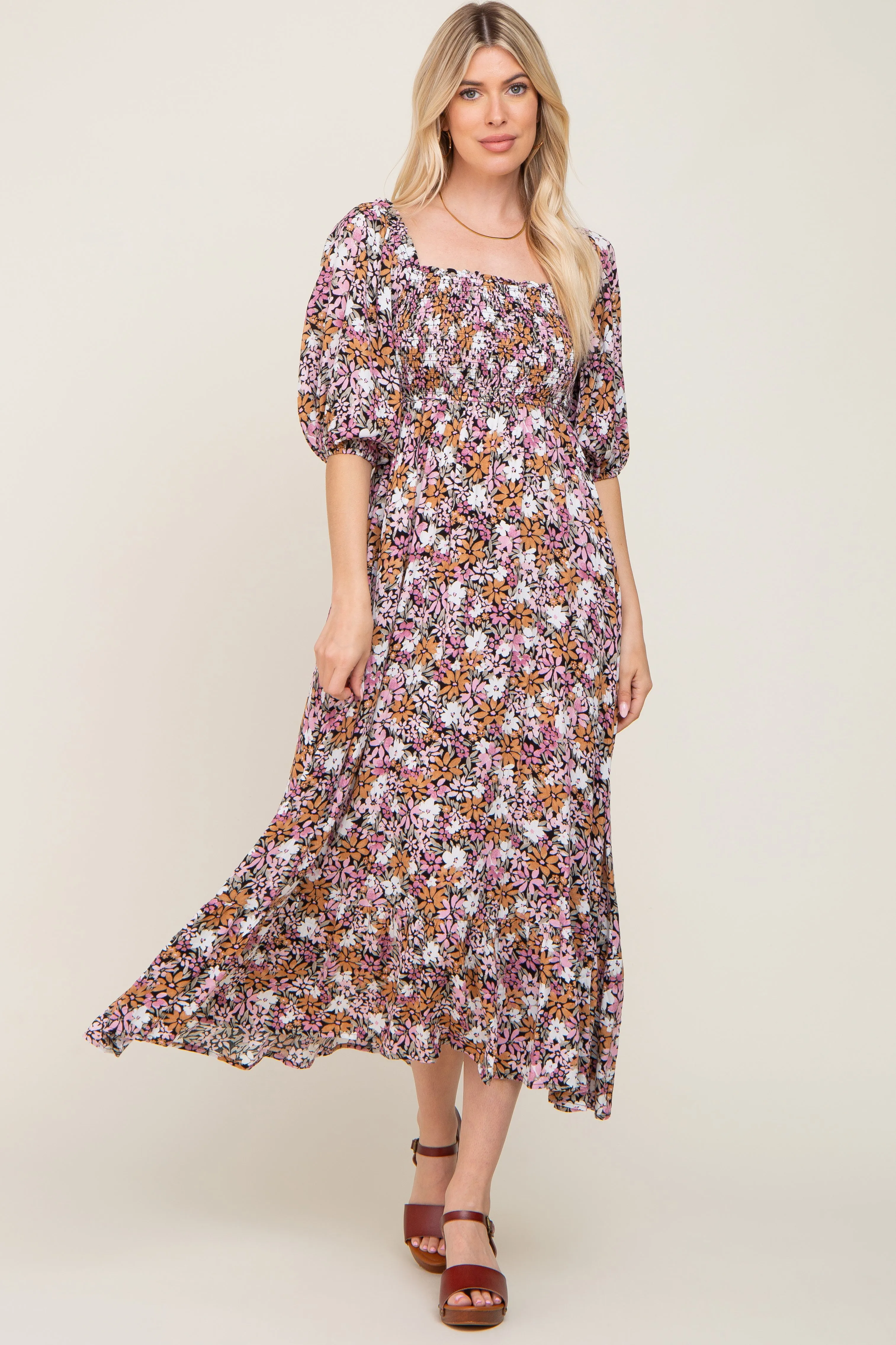 Black Multi-Color Floral Maxi Dress sold by Pinkblush product image thumbnail 5