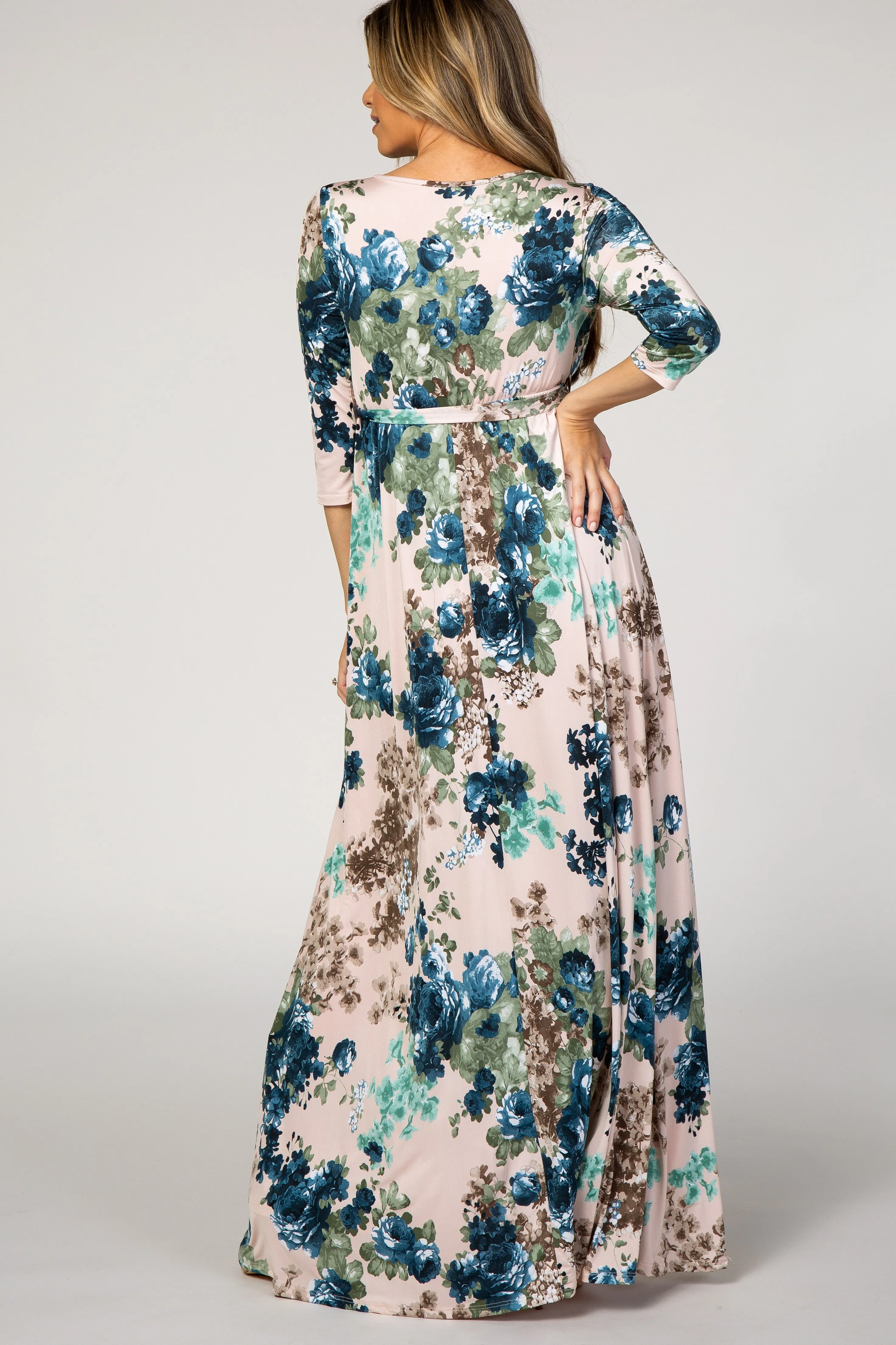 PinkBlush Light Pink Floral Sash Tie Dress sold by Pinkblush product image thumbnail 3