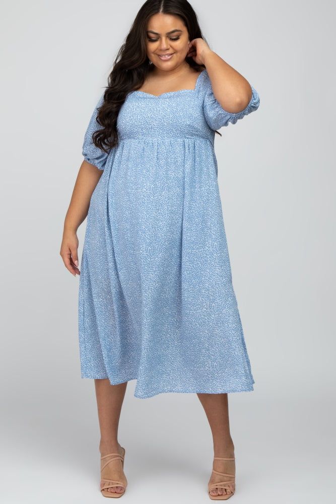Light Blue Dot Print Plus Midi Dress sold by Pinkblush product image thumbnail 2