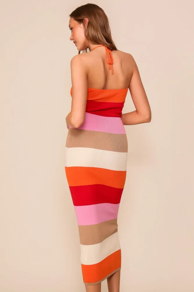 Orange Bodycon Halter Midi Dress sold by Pinkblush product image thumbnail 4