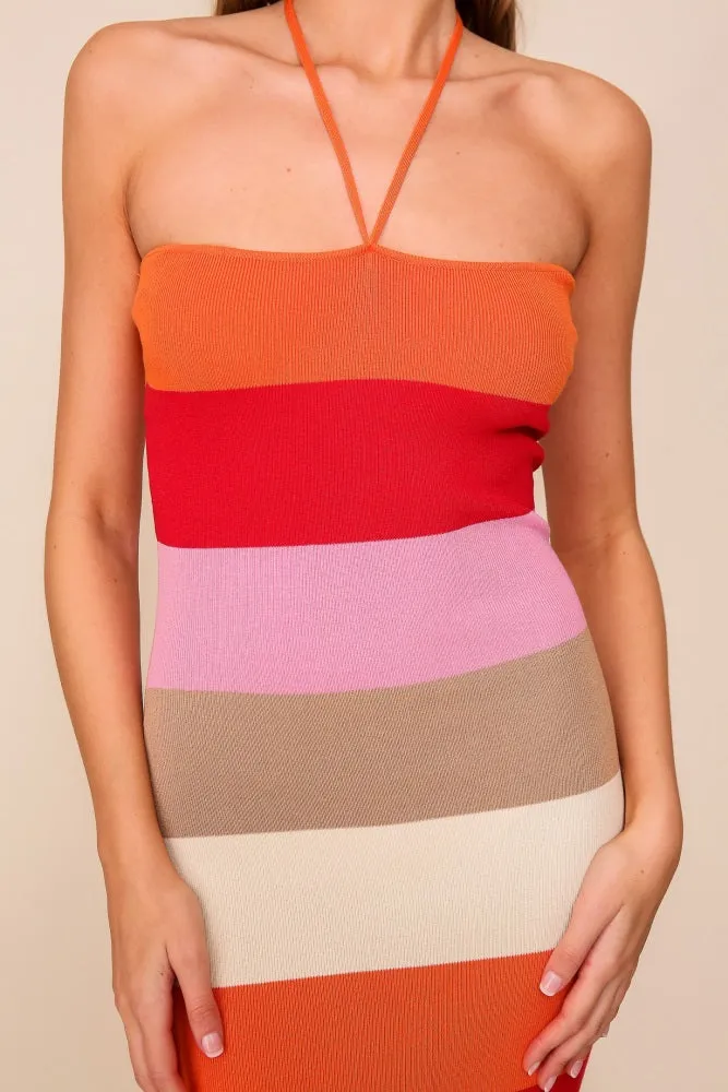 Orange Bodycon Halter Midi Dress sold by Pinkblush product image thumbnail 5