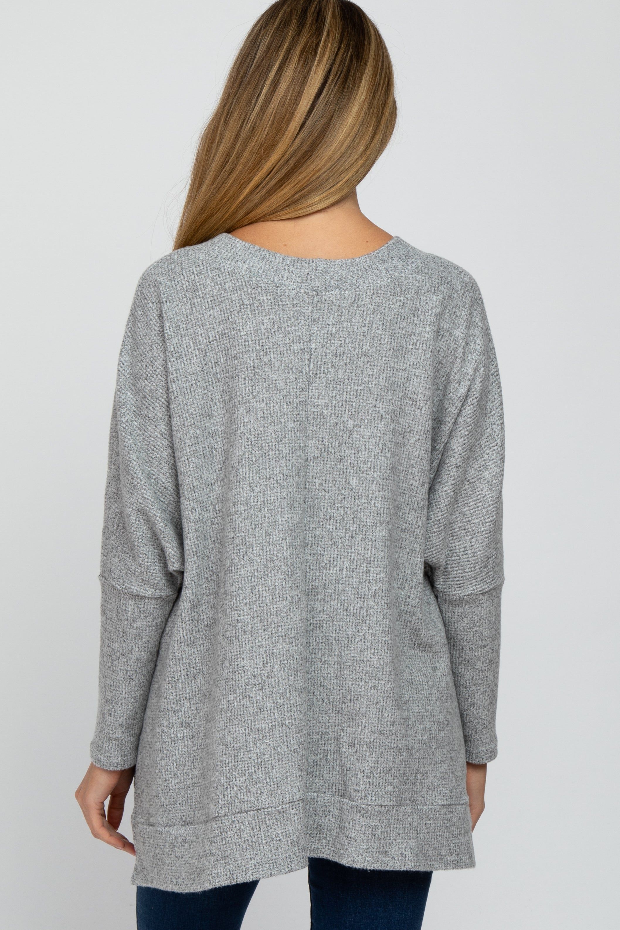 Heather Grey Soft Knit Long Sleeve Top sold by Pinkblush product image thumbnail 3