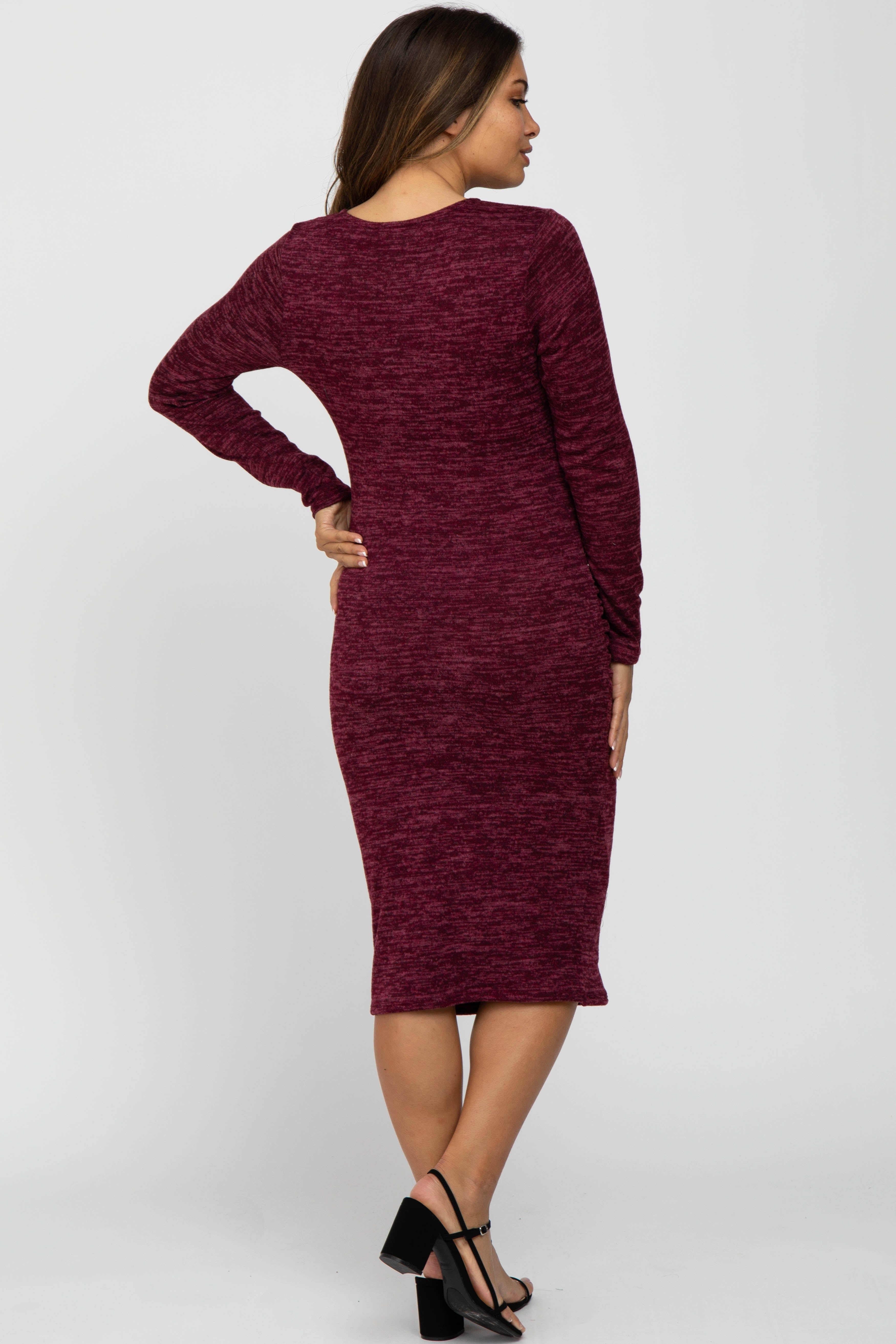 Burgundy Heather Wrap Fitted Maternity Dress sold by Pinkblush product image thumbnail 4