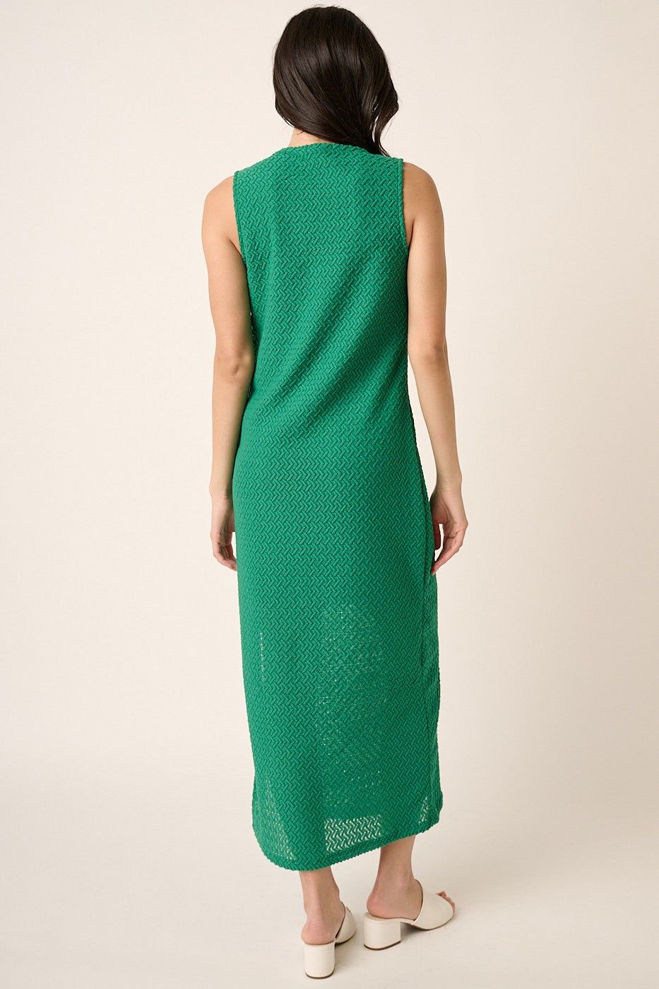 Kelly Green Zig Zag Texture Knit Sleeveless Maxi Dress sold by Pinkblush product image thumbnail 3
