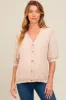 Beige Textured V-Neck Short Sleeve Maternity Cardigan sold by Pinkblush