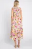 Ivory Floral Smocked Ruffle Neck Midi Dress sold by Pinkblush