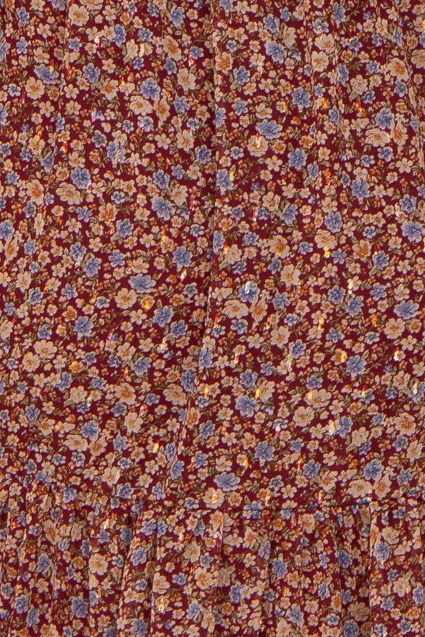Floral Burgundy Ruffle Accent Maternity Midi Dress sold by Pinkblush product image thumbnail 4